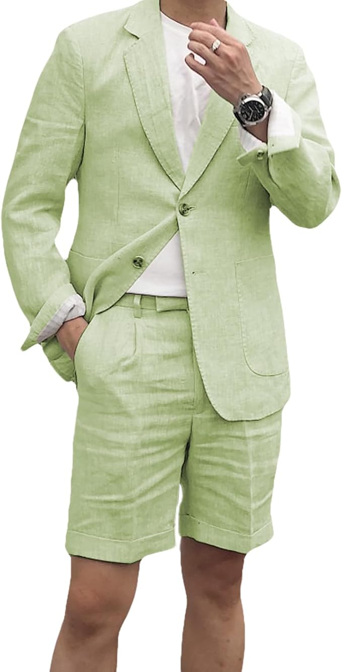Slim Fit Blazer & Shorts Set with Peaked Lapel