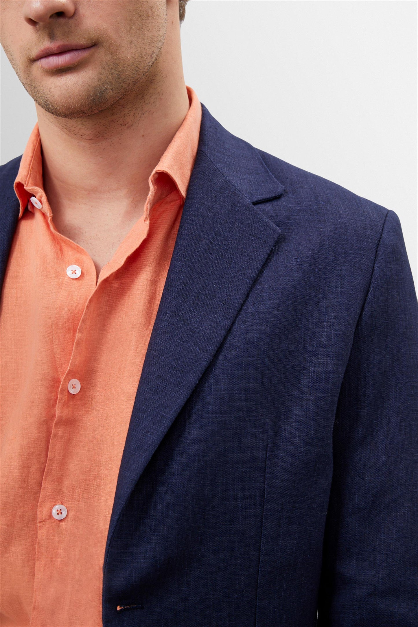 Men's Navy Blue 100% Linen Blazer Jacket