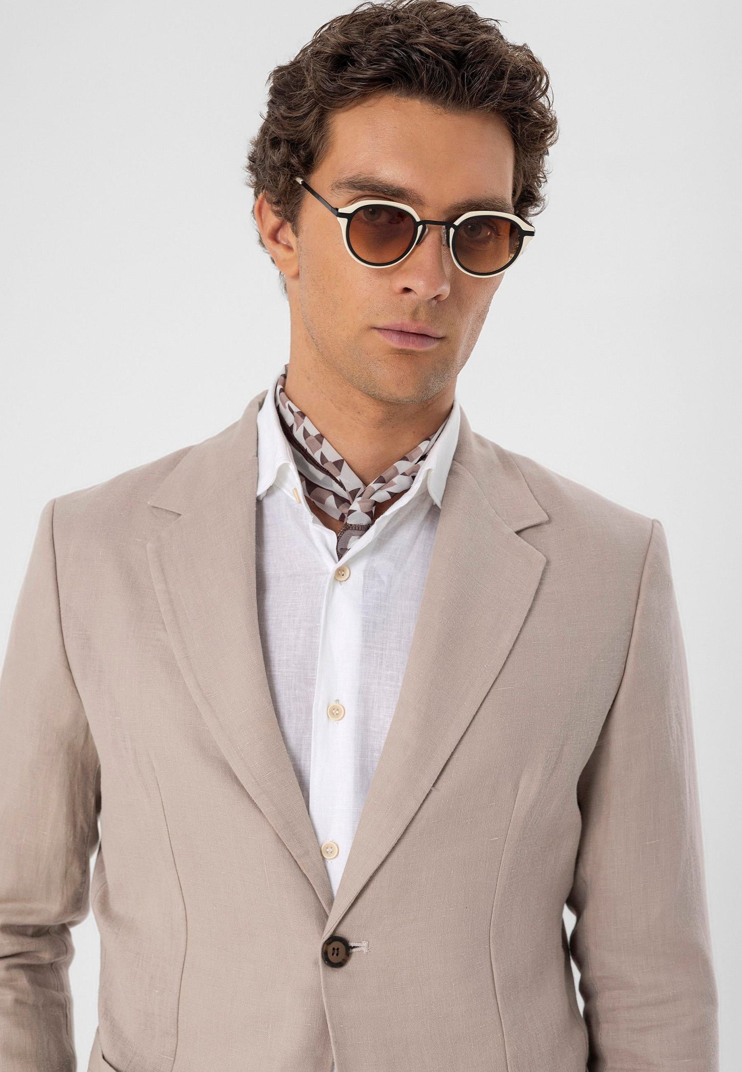 Men's Beige 100% Linen Blazer Jacket