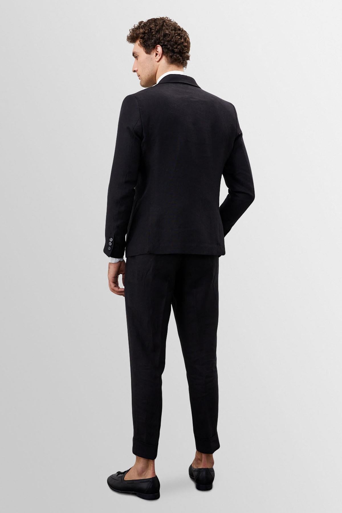 Men's Black 100% Linen Blazer Jacket