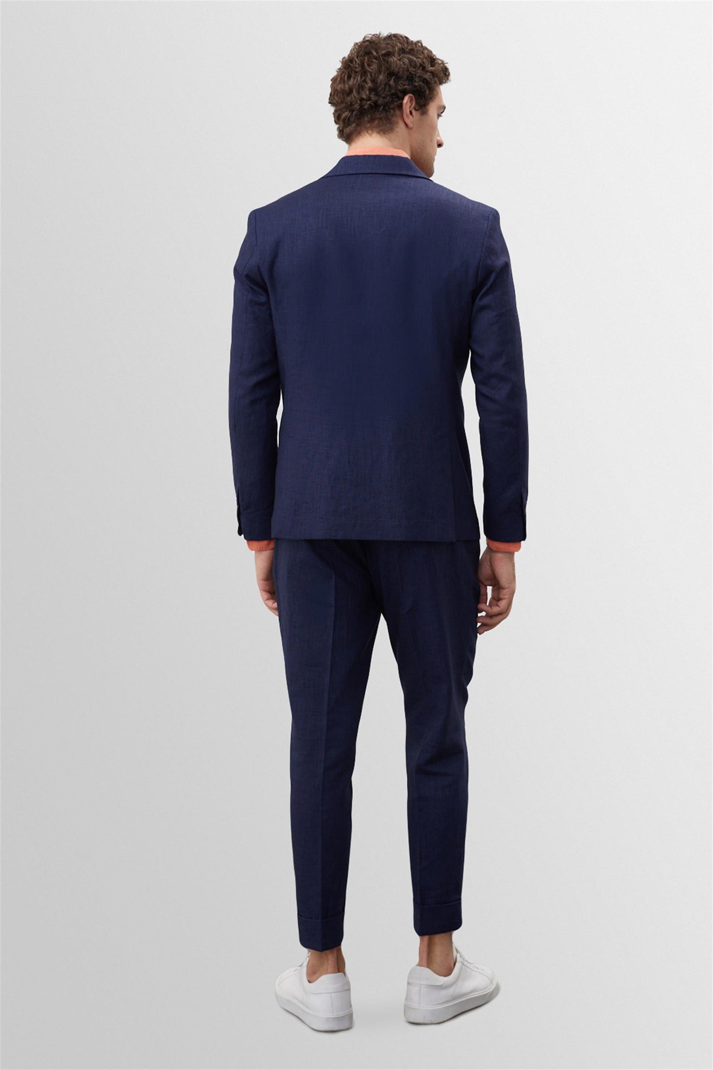 Men's Navy Blue 100% Linen Blazer Jacket