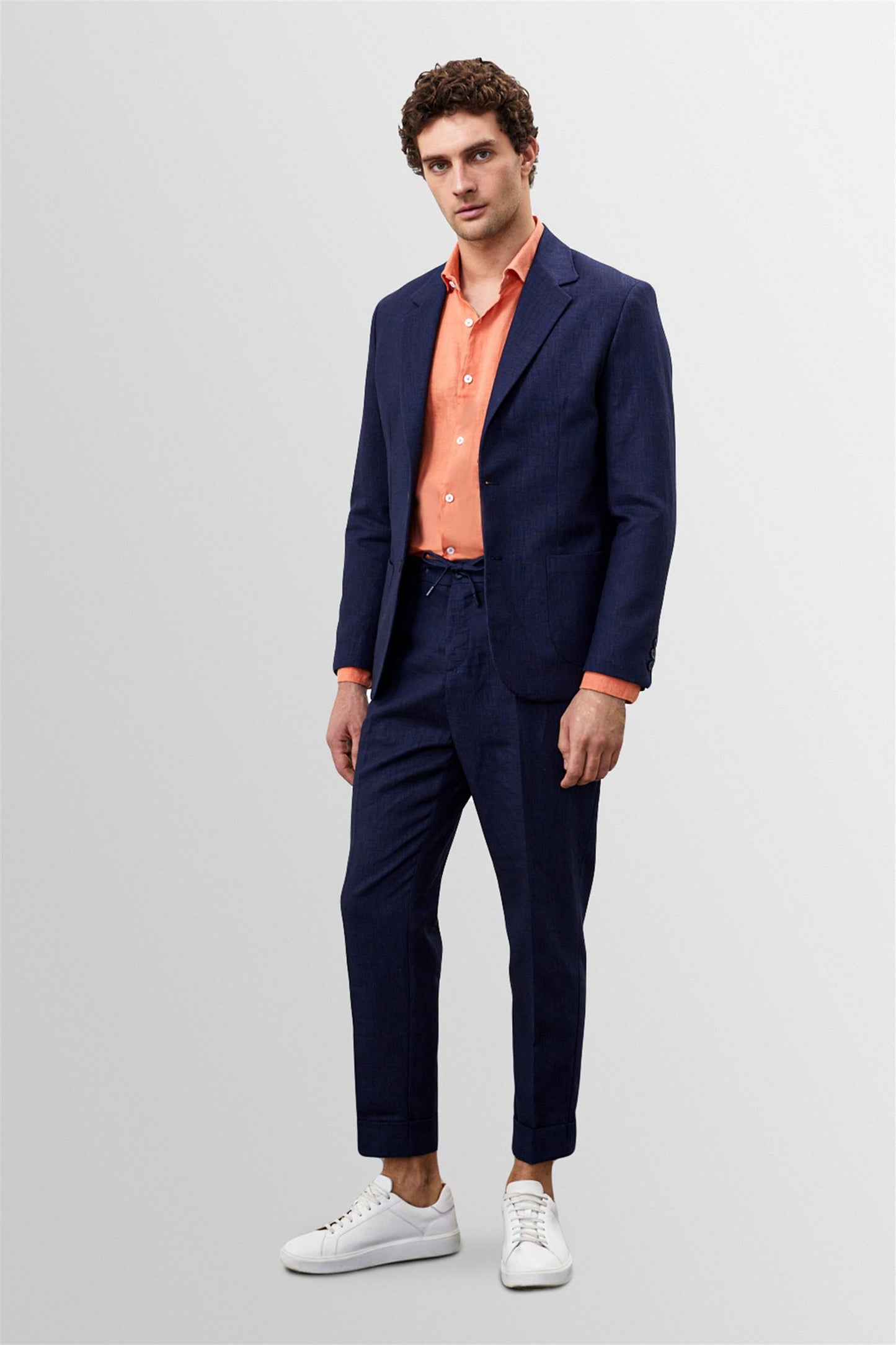 Men's Navy Blue 100% Linen Blazer Jacket