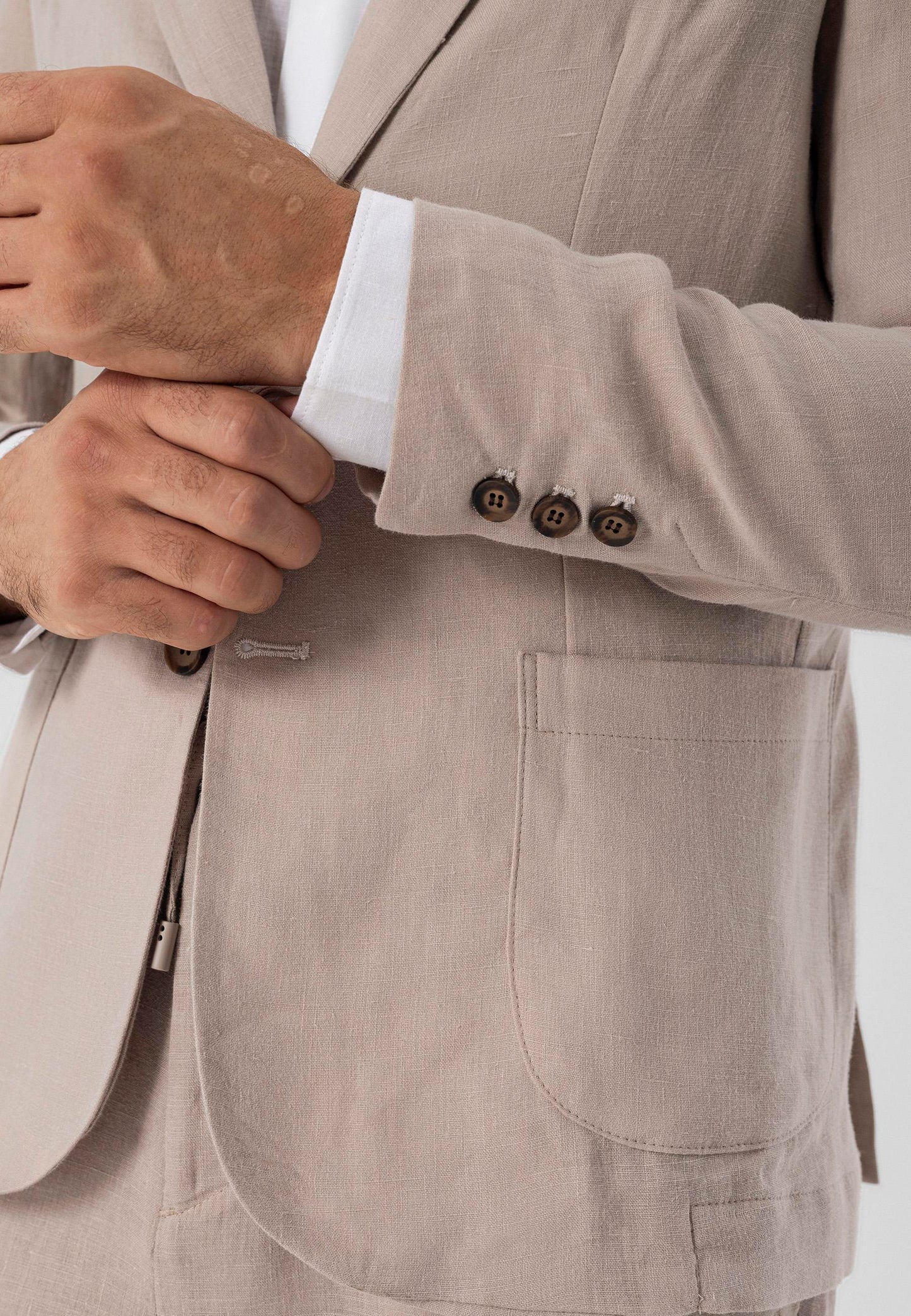 Men's Beige 100% Linen Blazer Jacket