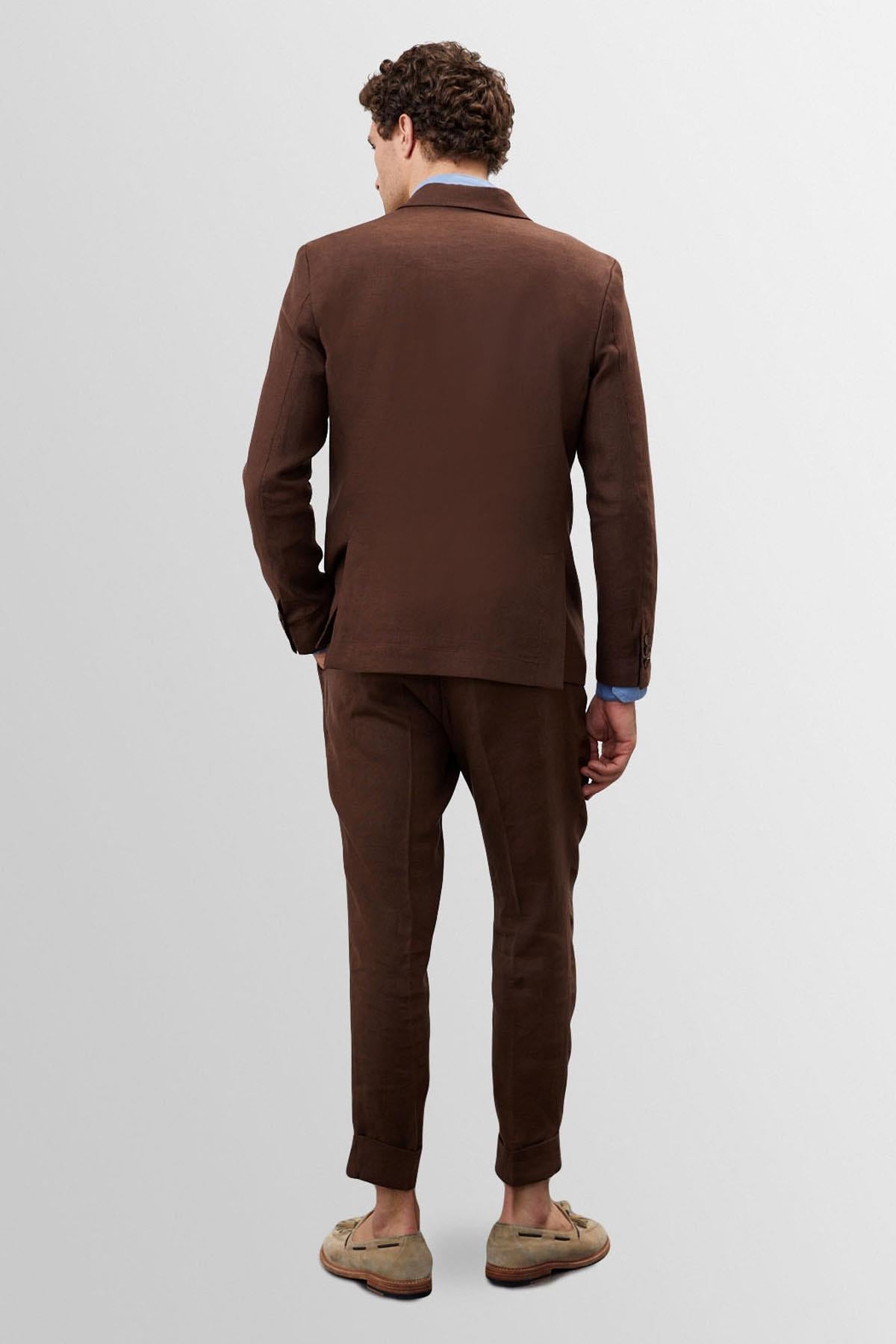 Men's Brown 100% Linen Blazer Jacket