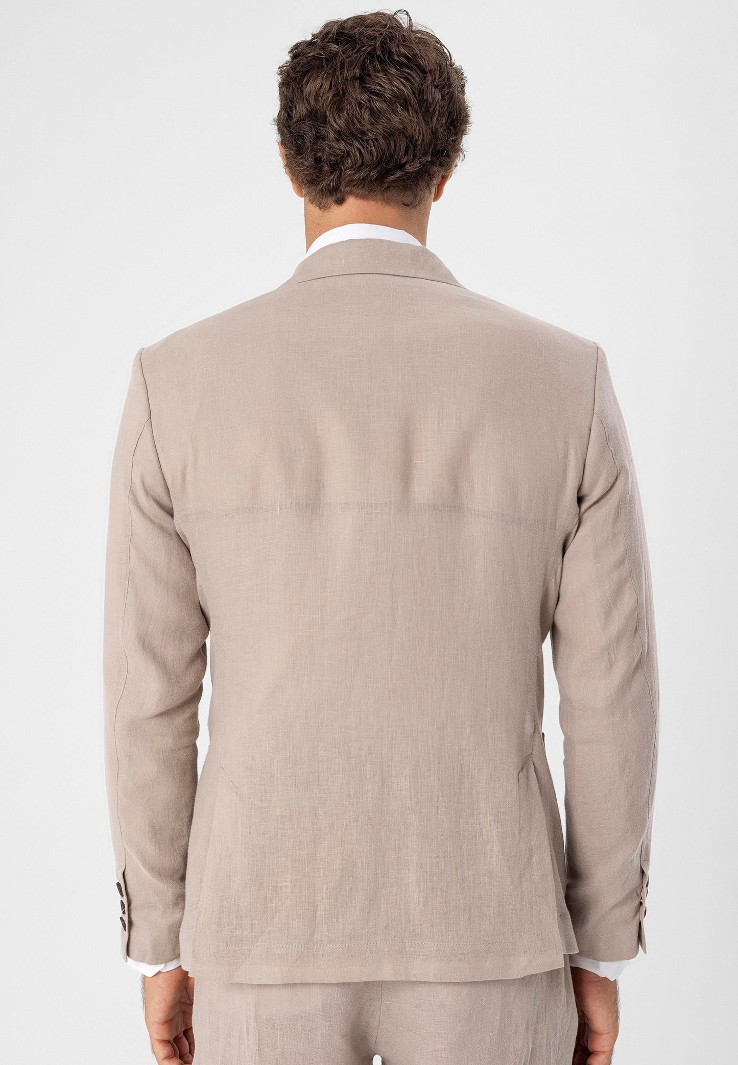 Men's Beige 100% Linen Blazer Jacket