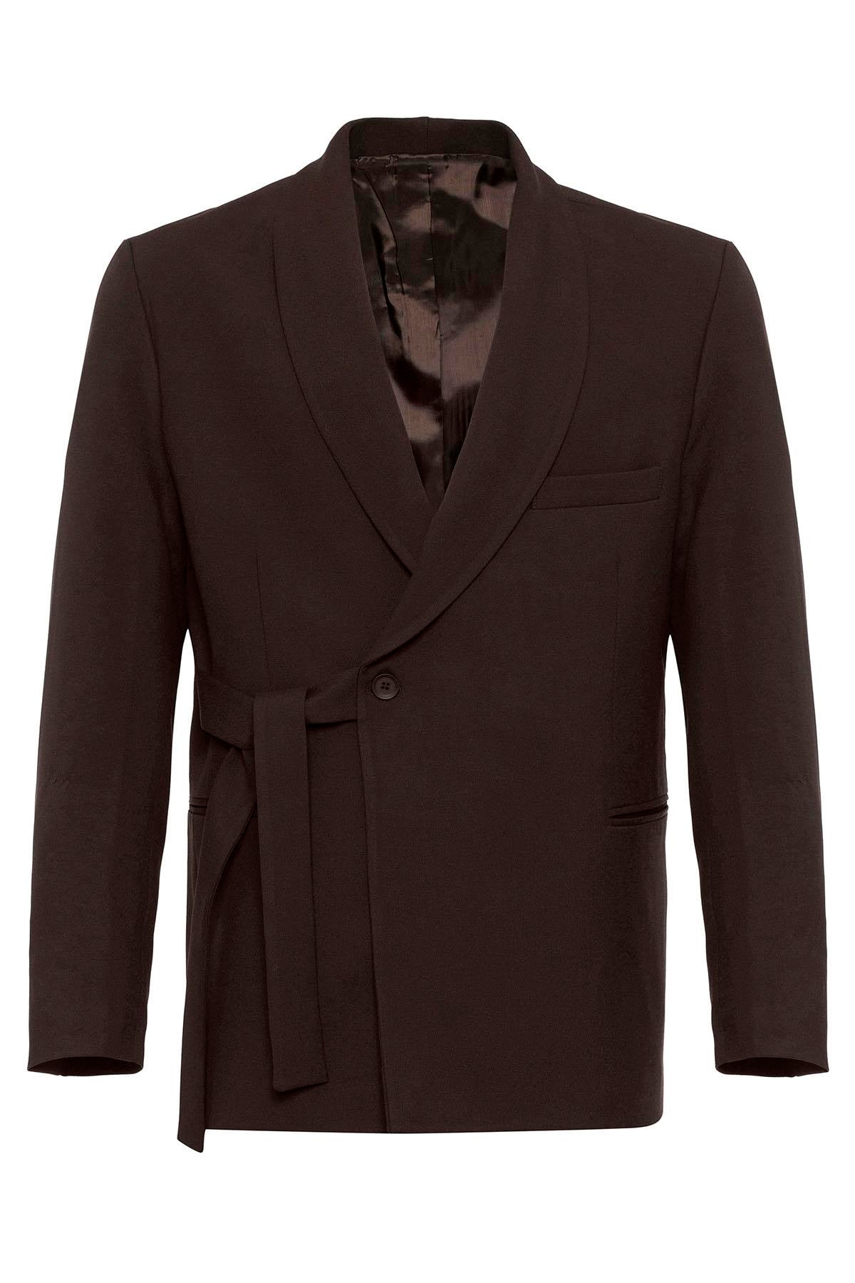 KOALA SYDNEY Men's Brown 100% Linen Pocket Detail Double-Breasted Blazer