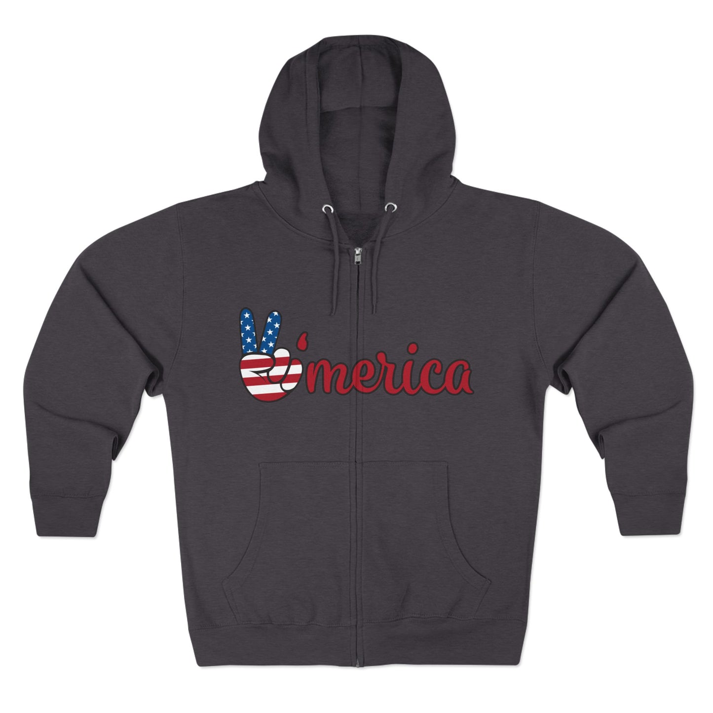 Patriotic Peace Zip Hoodie - Unisex American Flag Design