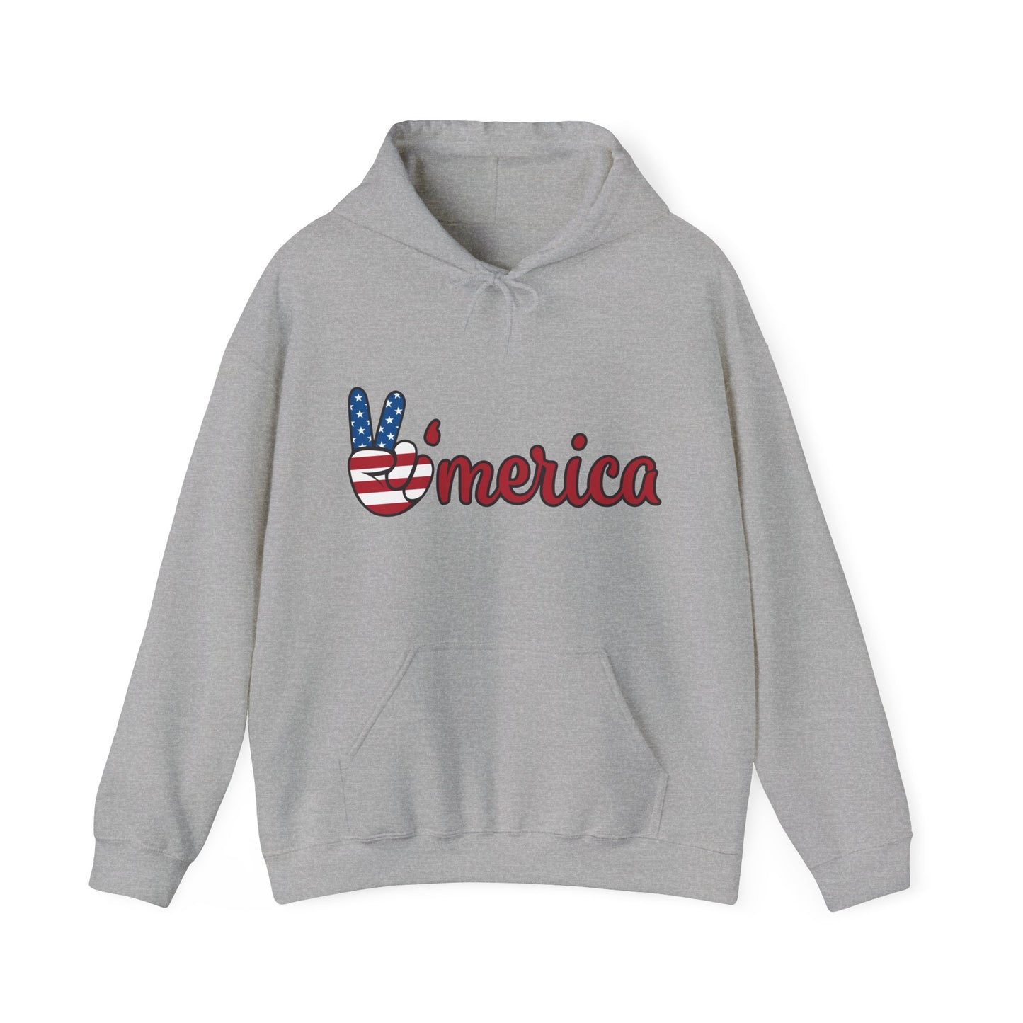 Unisex Peace V'merica Hooded Sweatshirt - Comfortable Casual Wear for Celebrations