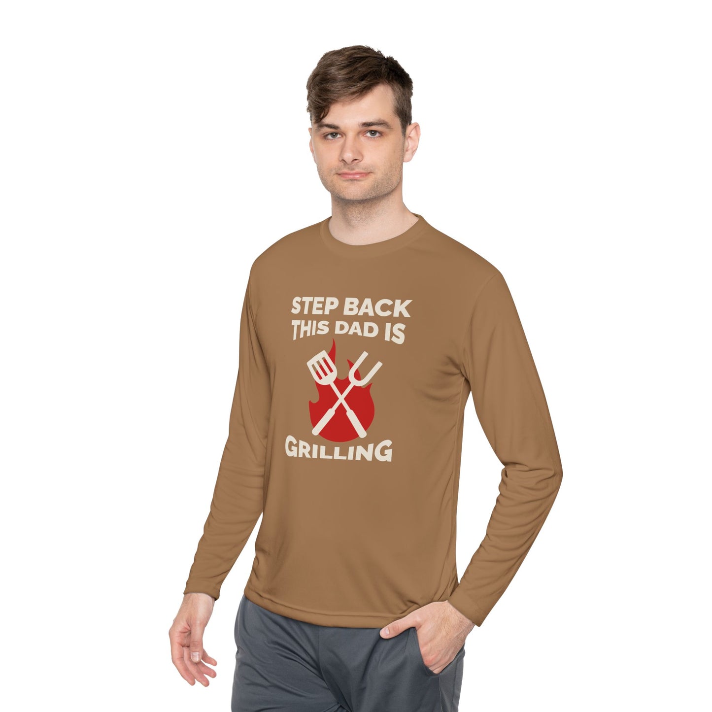 Men's 'Step Back This Dad Is Grilling' Long Sleeve Tee - Perfect for Father's Day & BBQ Lovers
