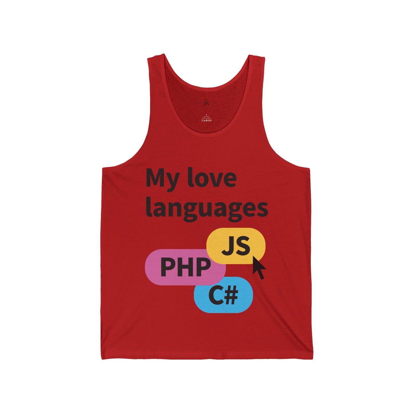My Love Languages Man Jersey Tank Tops - PHP, JS, C# Coding Humor Tee