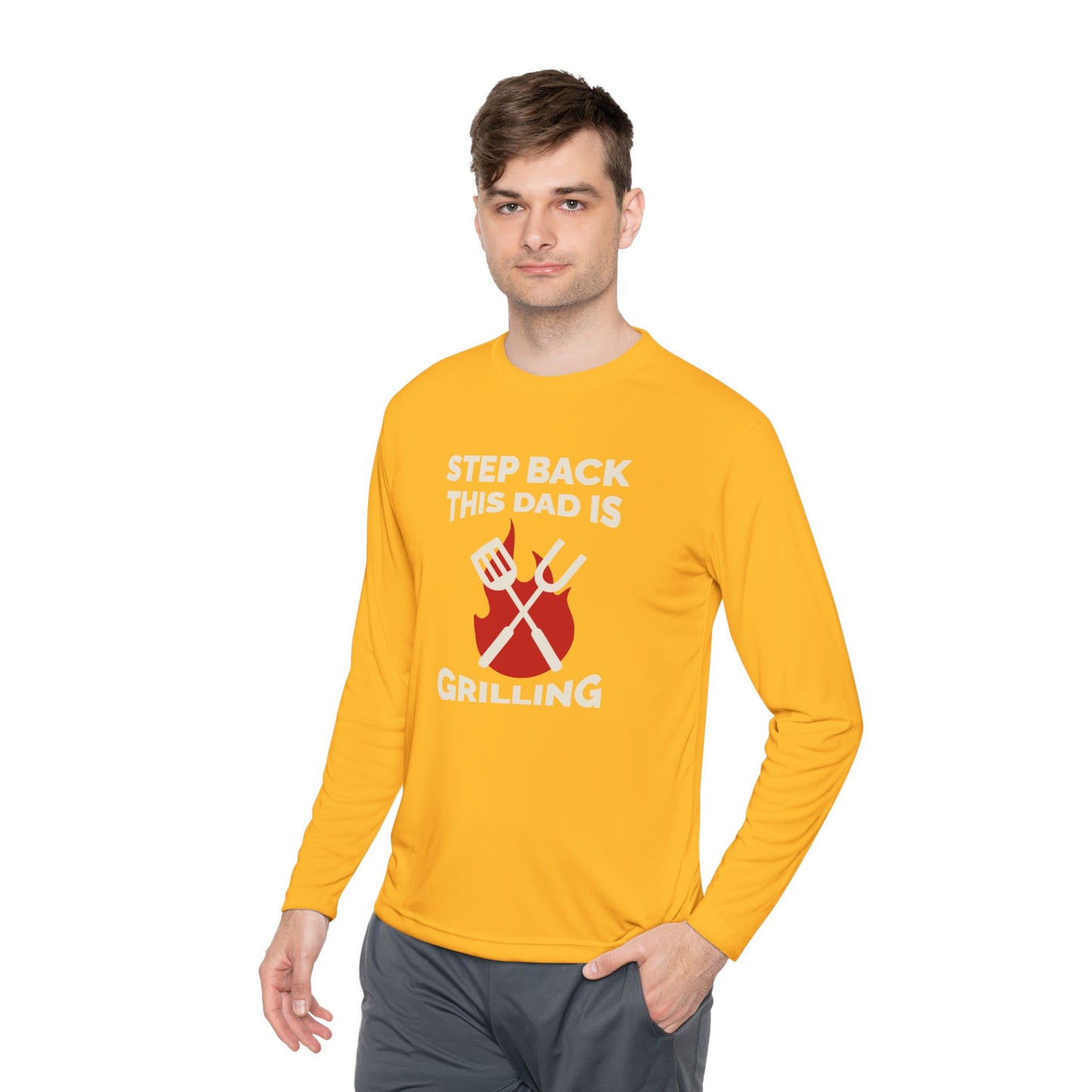Men's 'Step Back This Dad Is Grilling' Long Sleeve Tee - Perfect for Father's Day & BBQ Lovers