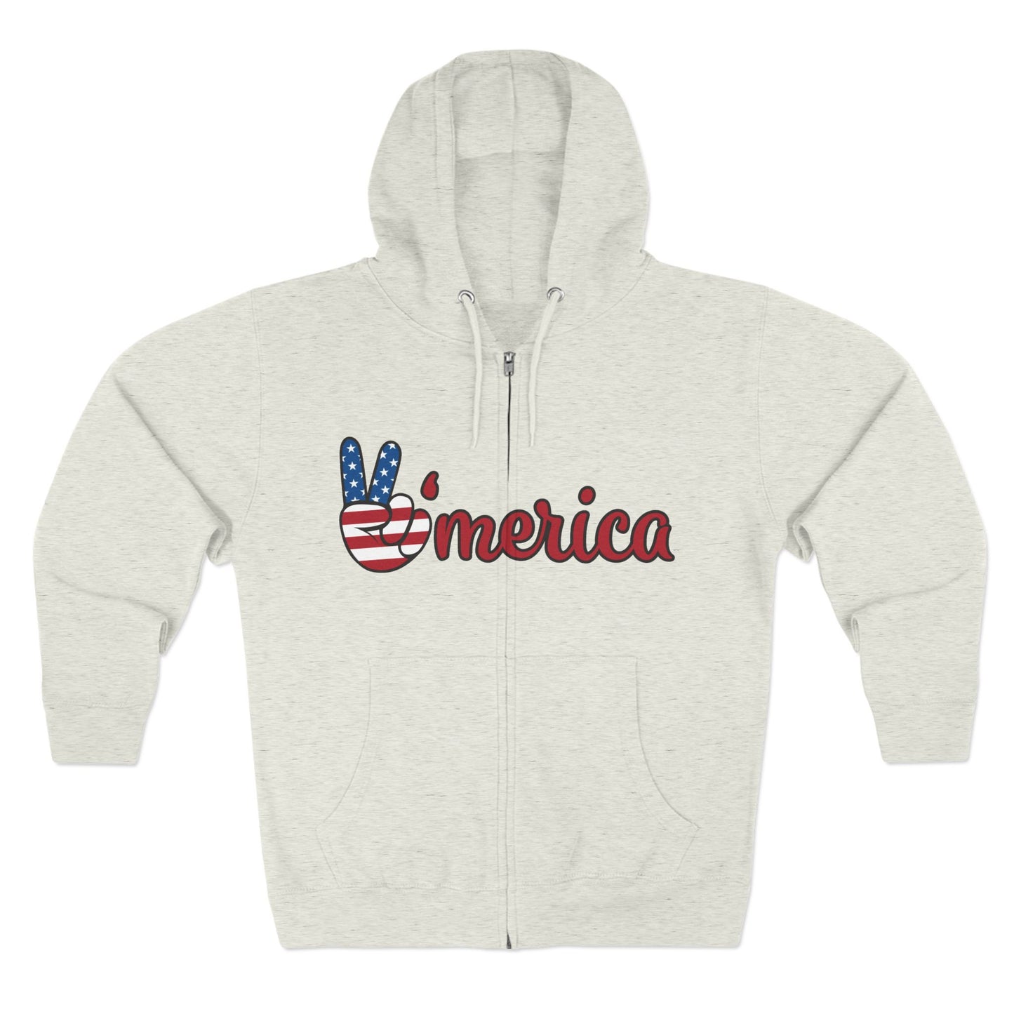 Patriotic Peace Zip Hoodie - Unisex American Flag Design