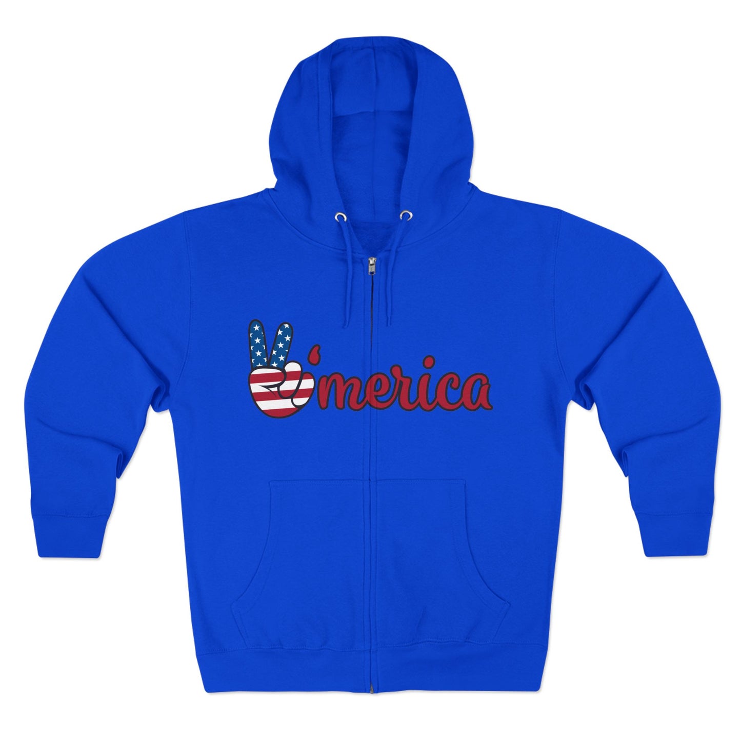 Patriotic Peace Zip Hoodie - Unisex American Flag Design
