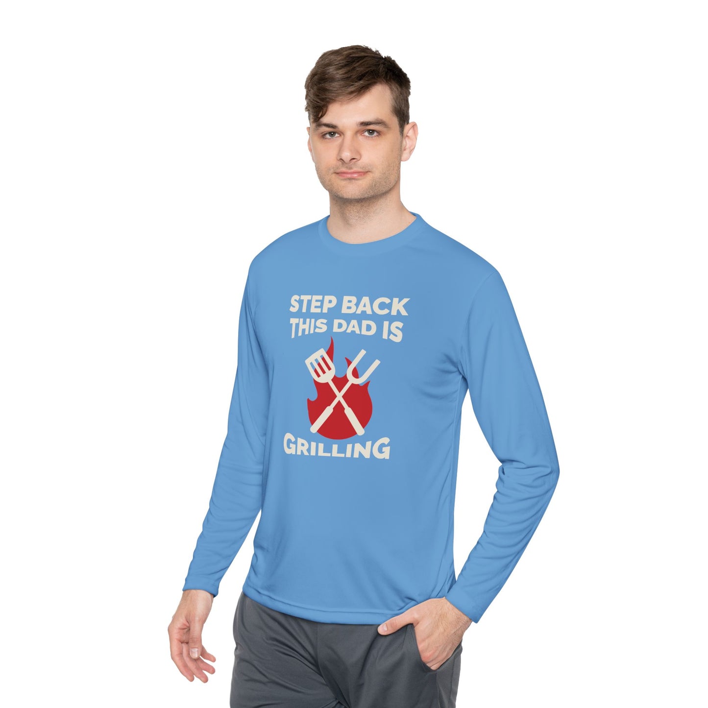 Men's 'Step Back This Dad Is Grilling' Long Sleeve Tee - Perfect for Father's Day & BBQ Lovers