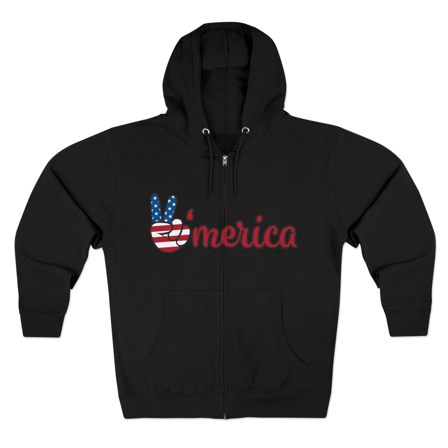 Patriotic Peace Zip Hoodie - Unisex American Flag Design