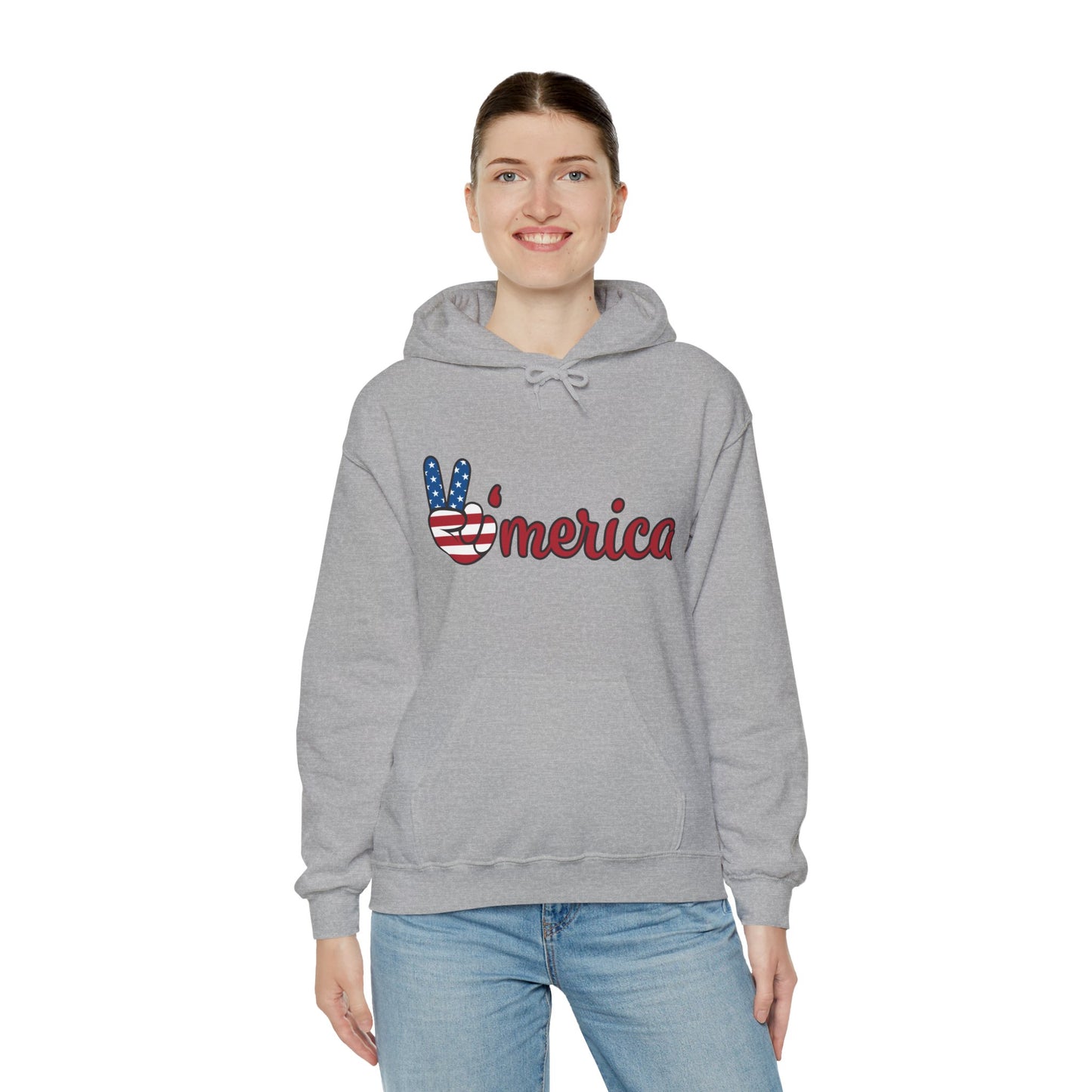 Unisex Peace V'merica Hooded Sweatshirt - Comfortable Casual Wear for Celebrations