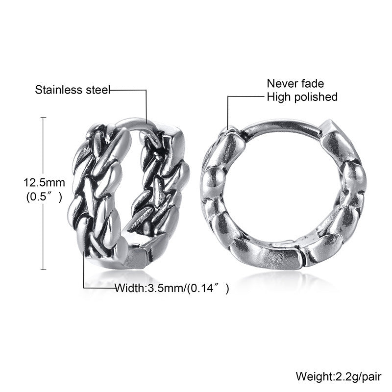 KOALA SYDNEY Men's Retro Titanium Steel Earrings
