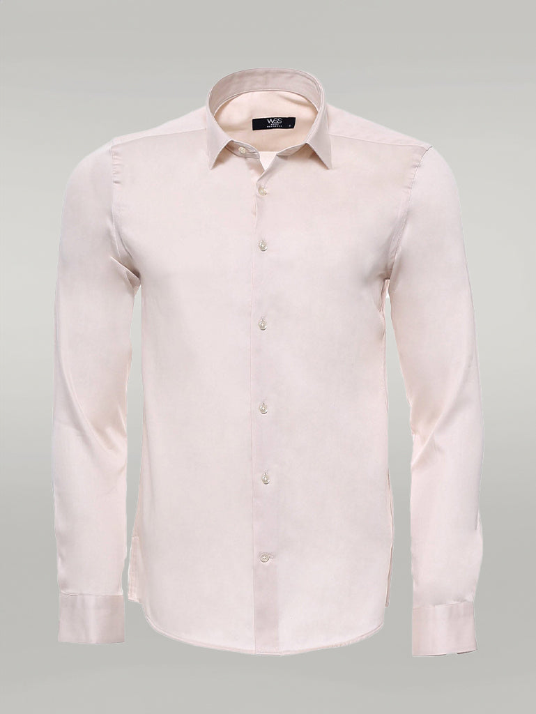 Slim Fit Long Sleeve Ivory Men Shirt - Wessi