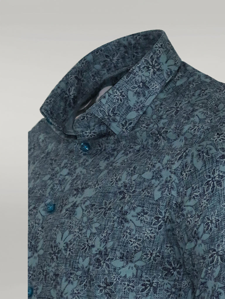 KOALA SYDNEY Bloom Patterned Green Slim Fit Shirt -