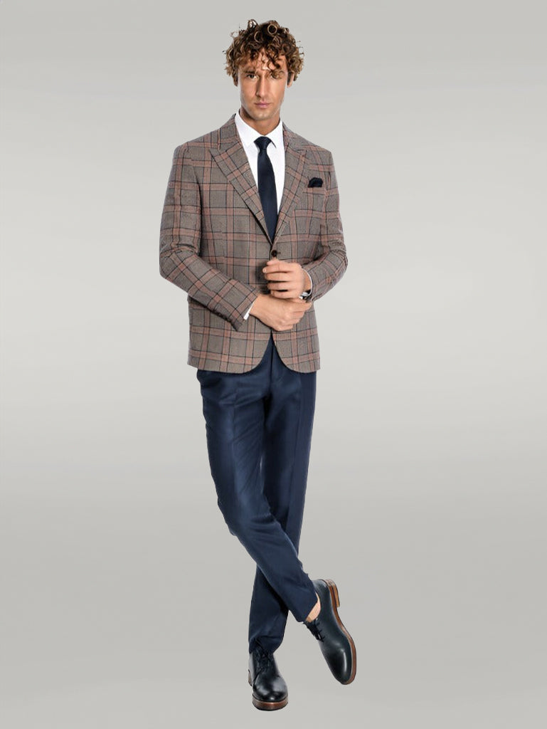 KOALA SYDNEY Checked Navy Blue Men Blazer