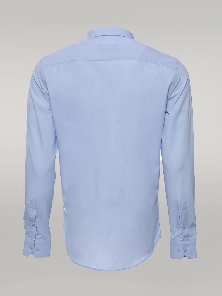 Sky Blue Plain Long Sleeves Regular Fit Shirt