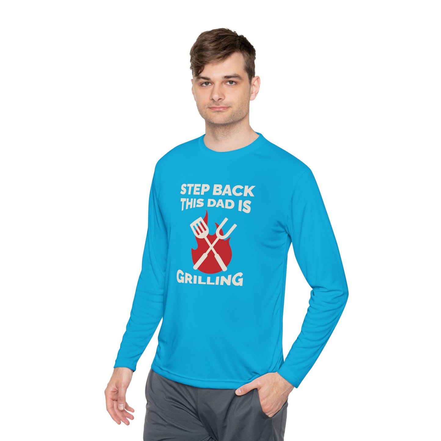 Men's 'Step Back This Dad Is Grilling' Long Sleeve Tee - Perfect for Father's Day & BBQ Lovers