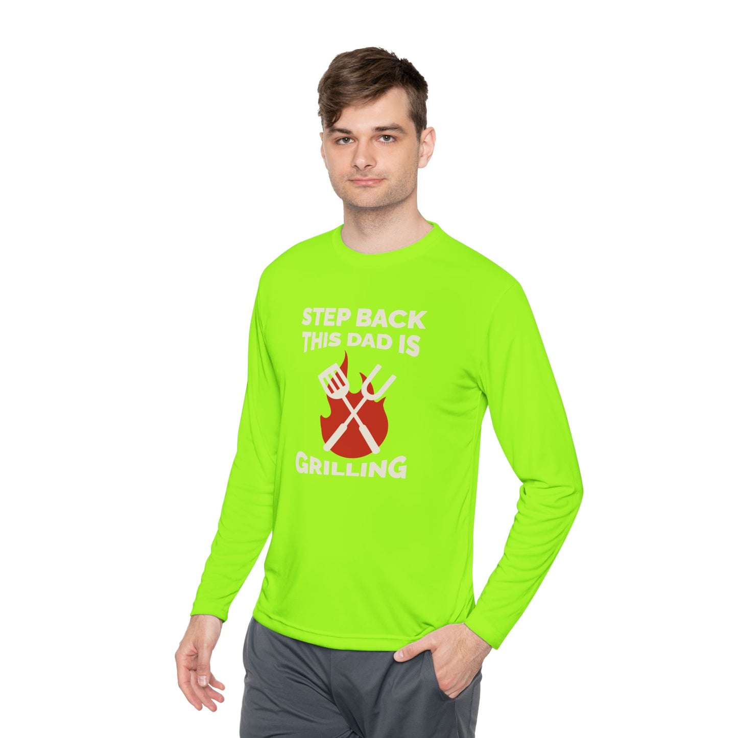 Men's 'Step Back This Dad Is Grilling' Long Sleeve Tee - Perfect for Father's Day & BBQ Lovers