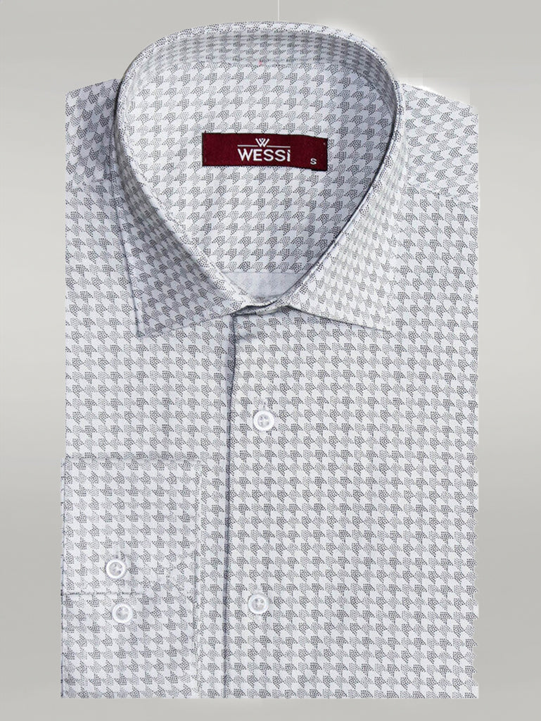 KOALA SYDNEY Houndstooth Pattern Slim Fit Ecru Men Shirt -
