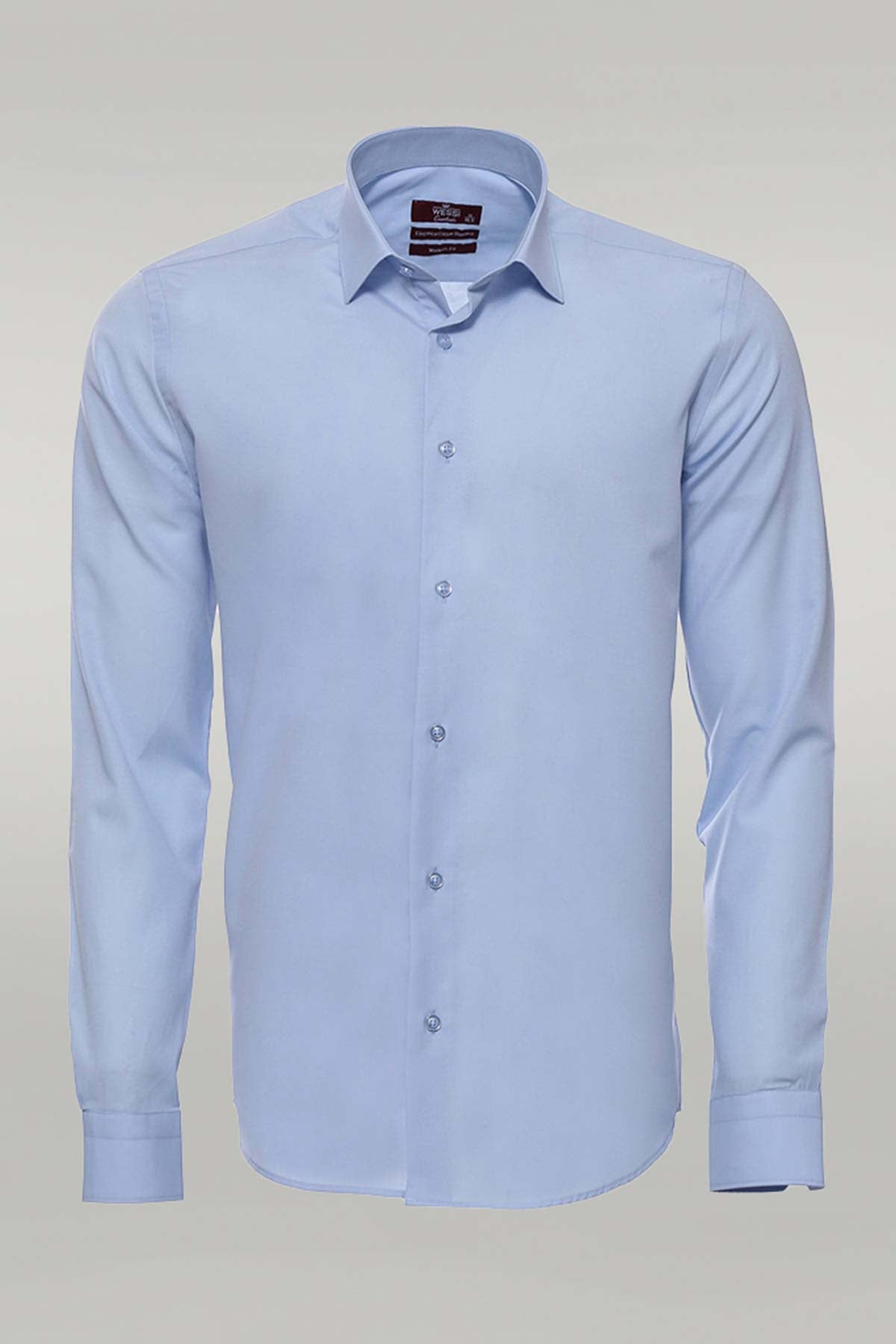 Sky Blue Plain Long Sleeves Regular Fit Shirt