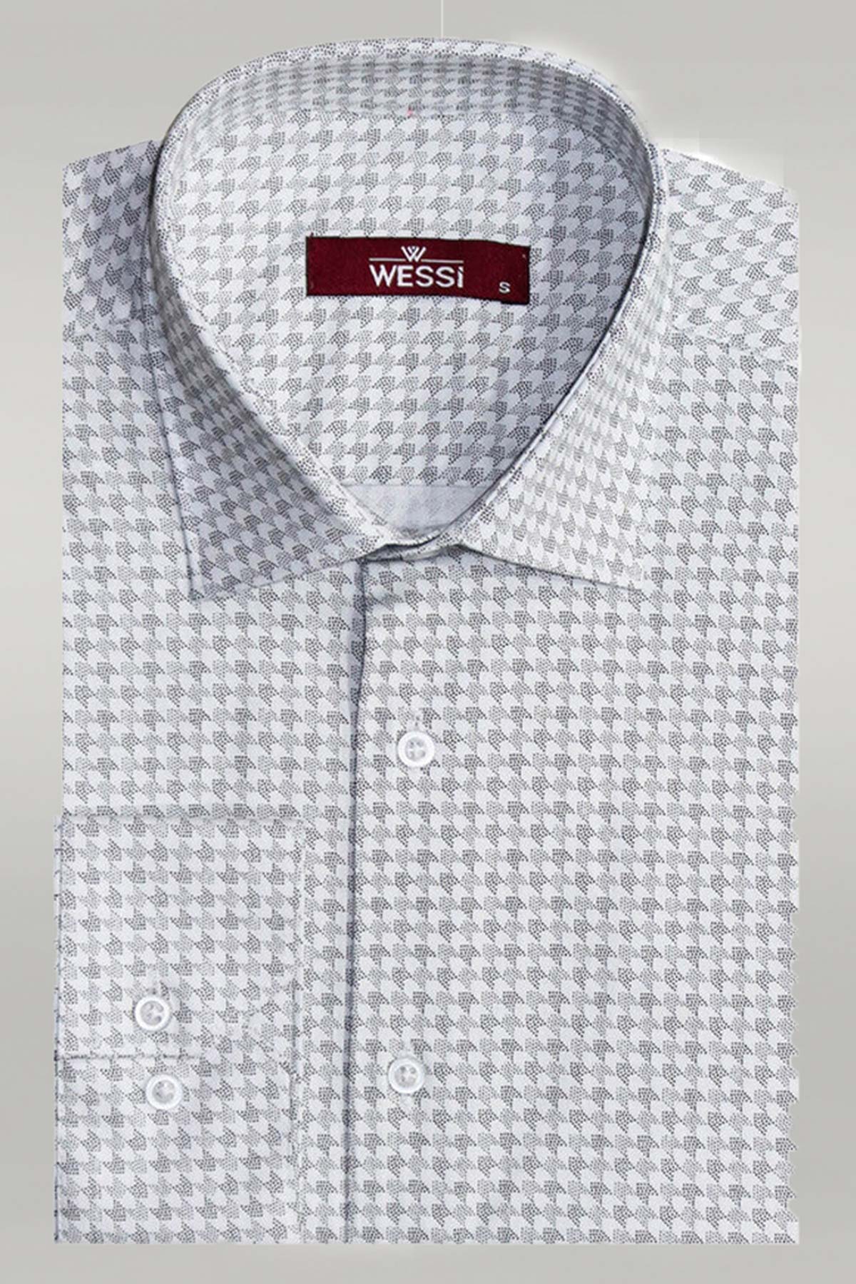 KOALA SYDNEY Houndstooth Pattern Slim Fit Ecru Men Shirt -