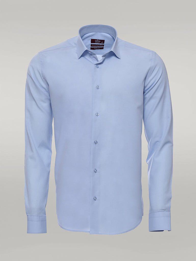 Sky Blue Plain Long Sleeves Regular Fit Shirt