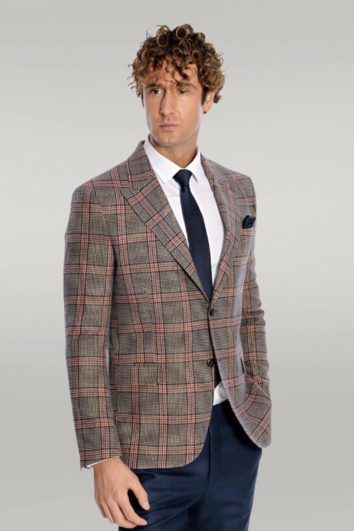KOALA SYDNEY Checked Navy Blue Men Blazer
