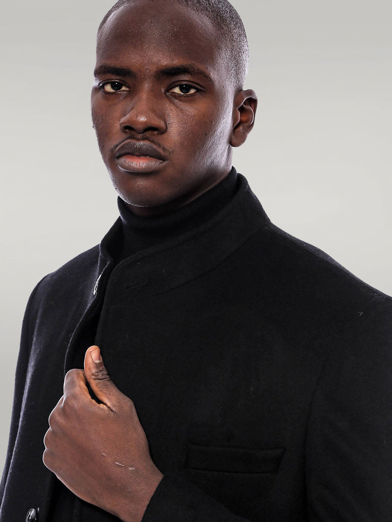 Mandarin Collar Men's Long Coat