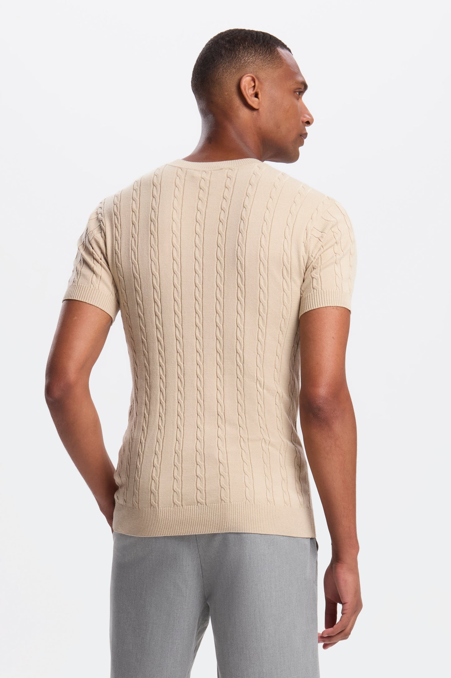 Cable Knit Short Sleeve T-Shirt