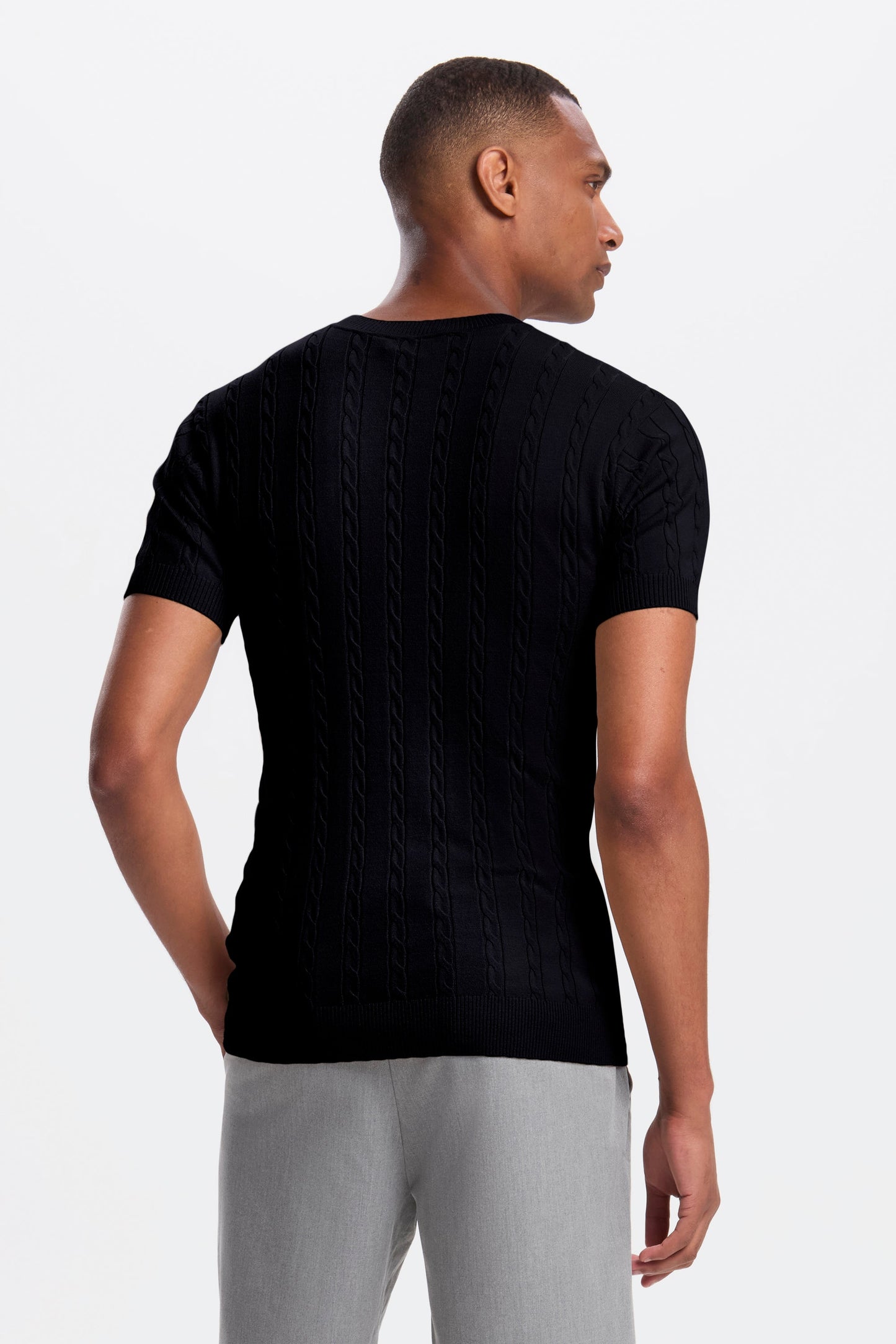 Cable Knit Short Sleeve T-Shirt