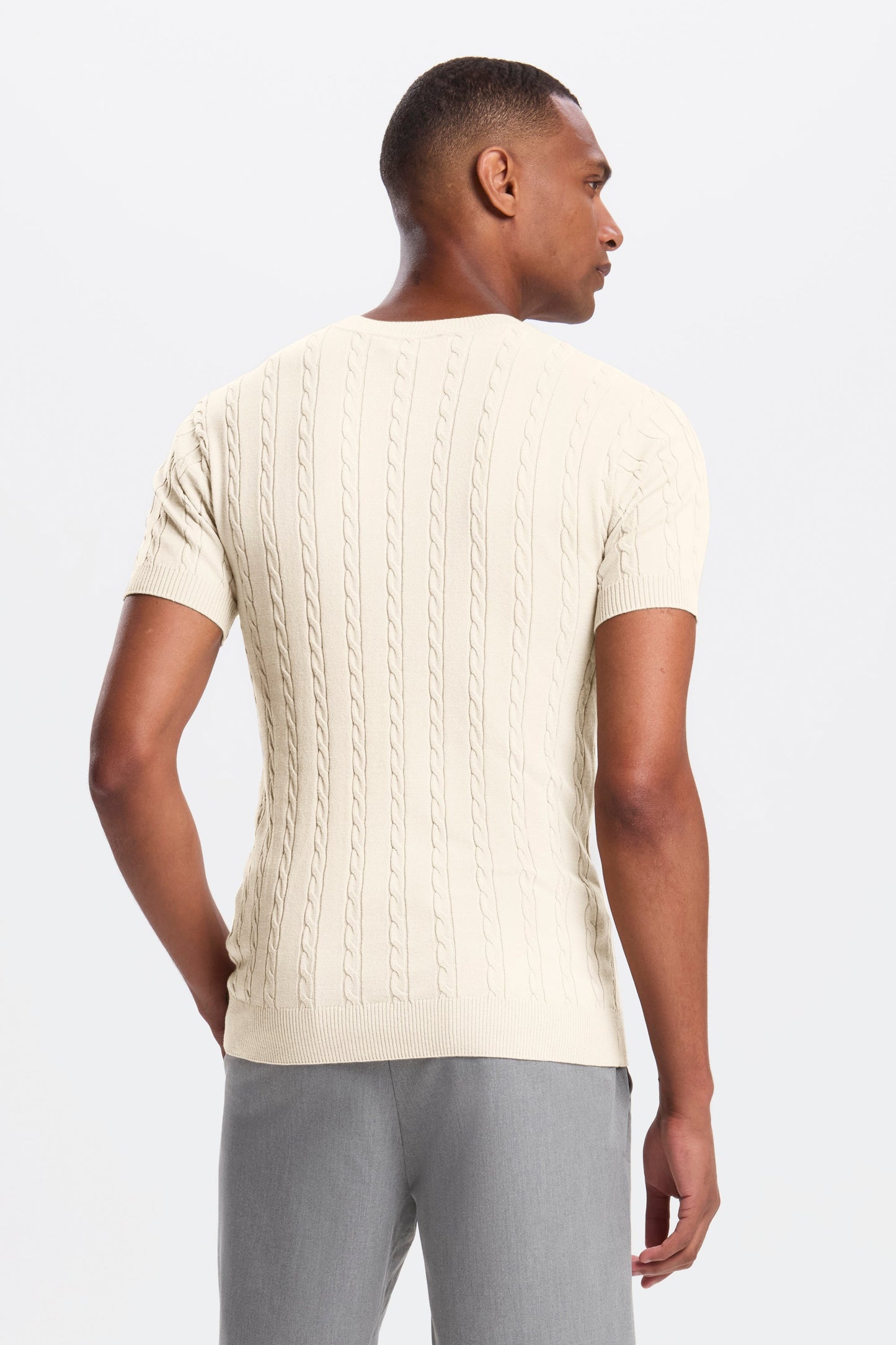 Cable Knit Short Sleeve T-Shirt