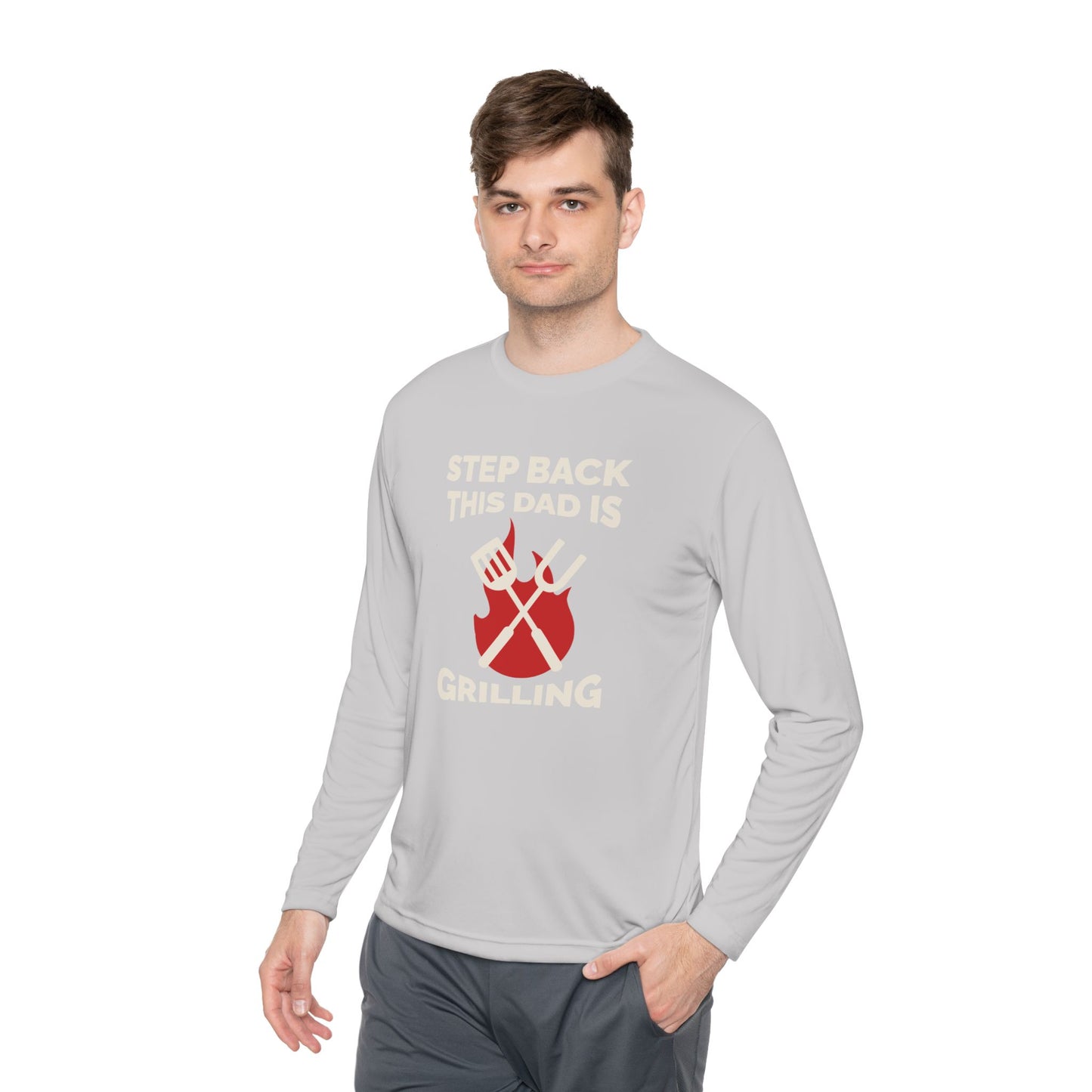 Men's 'Step Back This Dad Is Grilling' Long Sleeve Tee - Perfect for Father's Day & BBQ Lovers