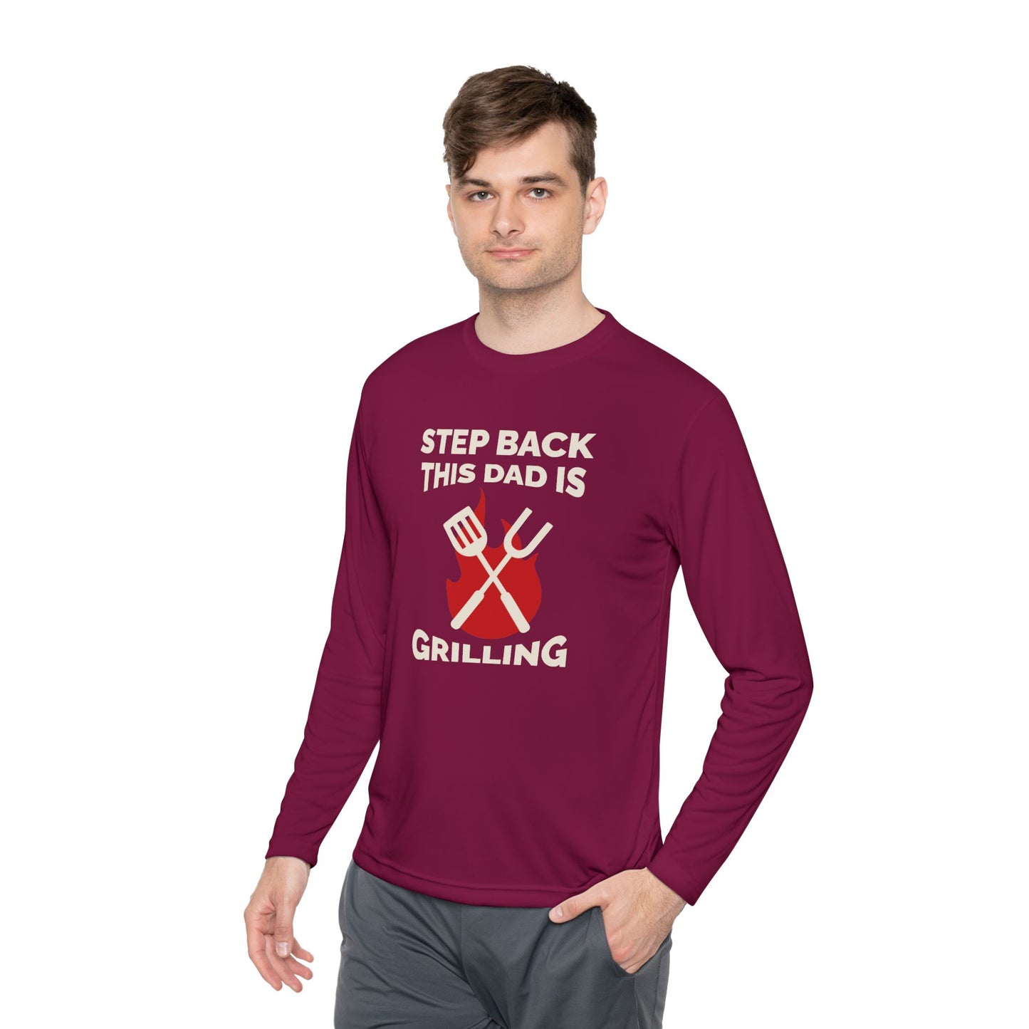 Men's 'Step Back This Dad Is Grilling' Long Sleeve Tee - Perfect for Father's Day & BBQ Lovers