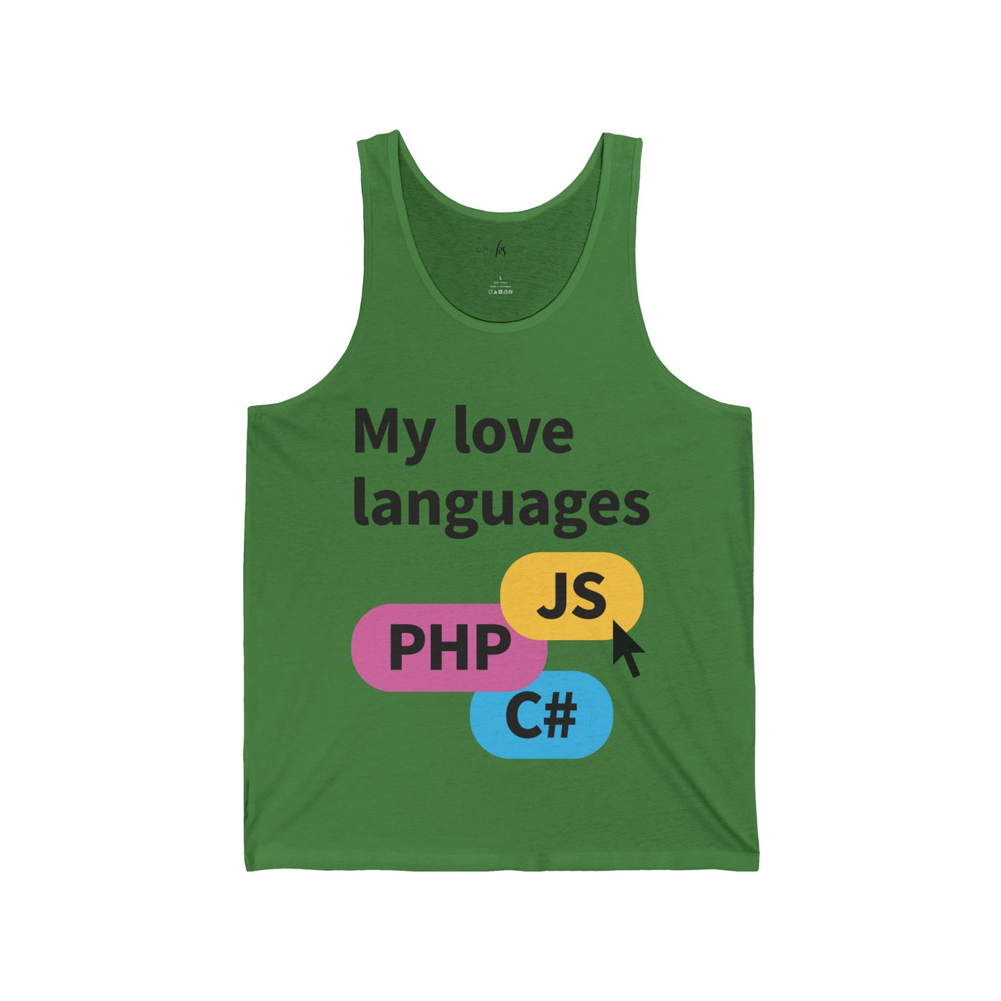 My Love Languages Man Jersey Tank Tops - PHP, JS, C# Coding Humor Tee