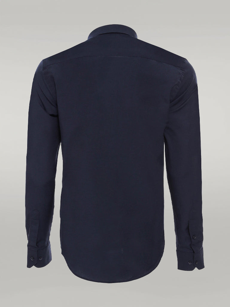 Plain Long Sleeves Regular Fit Navy Blue Men Shirt - Wessi