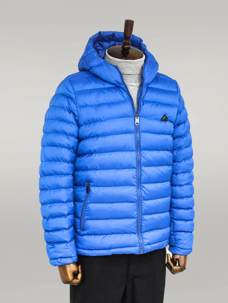 Quilted Hooded Puffer Blue Men's Coat