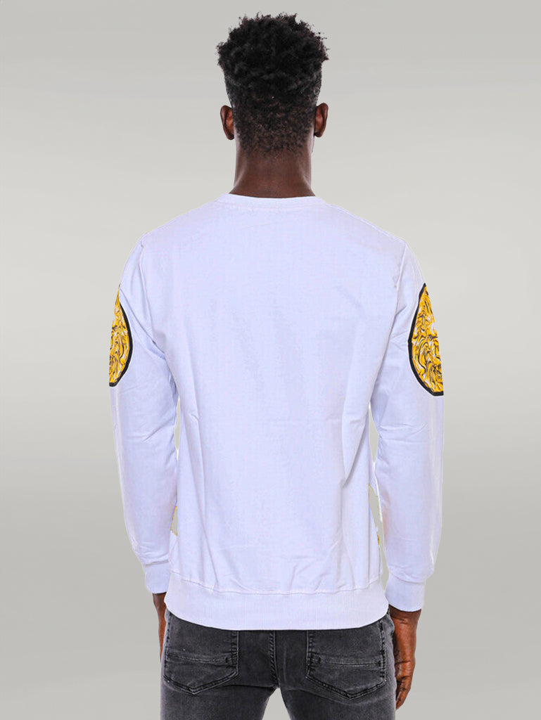 Lion Patterned Slim Fit White Sweatshirt - Wessi
