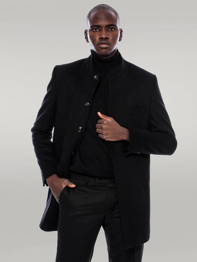 Mandarin Collar Men's Long Coat