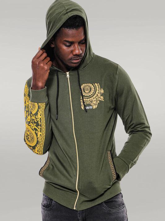 Dark Green Hooded Slim Fit Sweatshirt