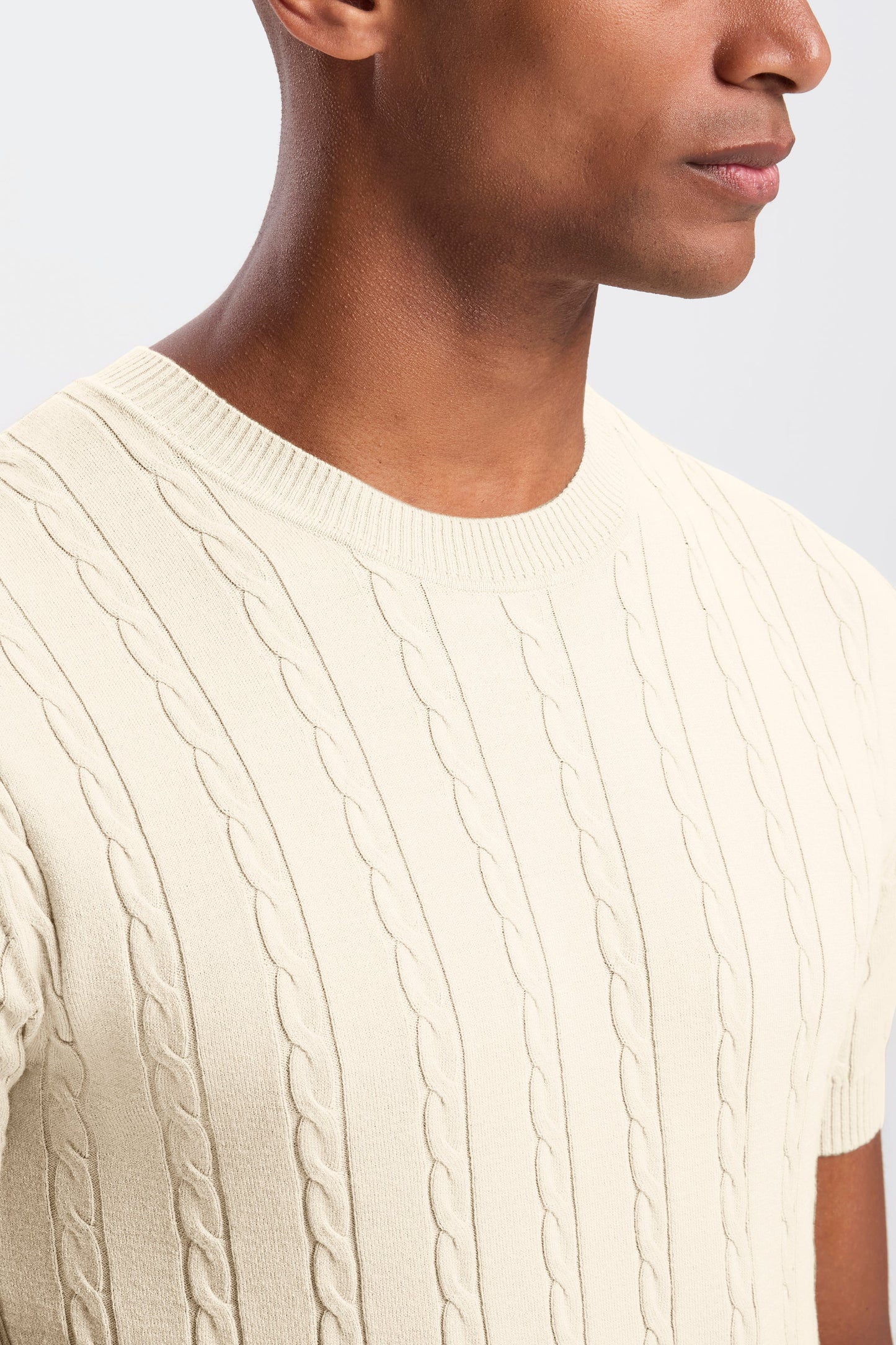 Cable Knit Short Sleeve T-Shirt