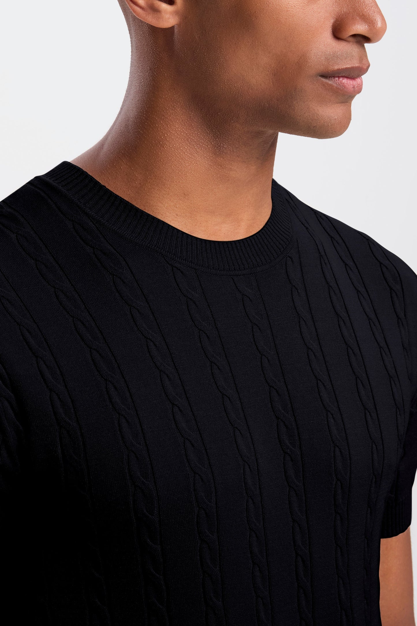 Cable Knit Short Sleeve T-Shirt