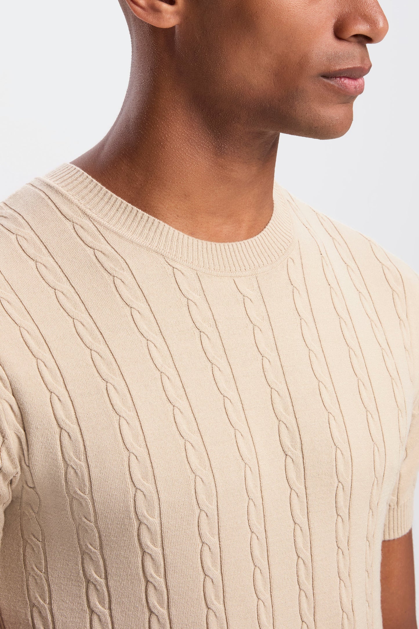 Cable Knit Short Sleeve T-Shirt