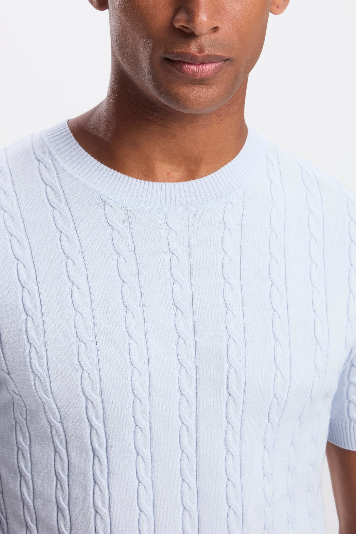 Cable Knit Short Sleeve T-Shirt