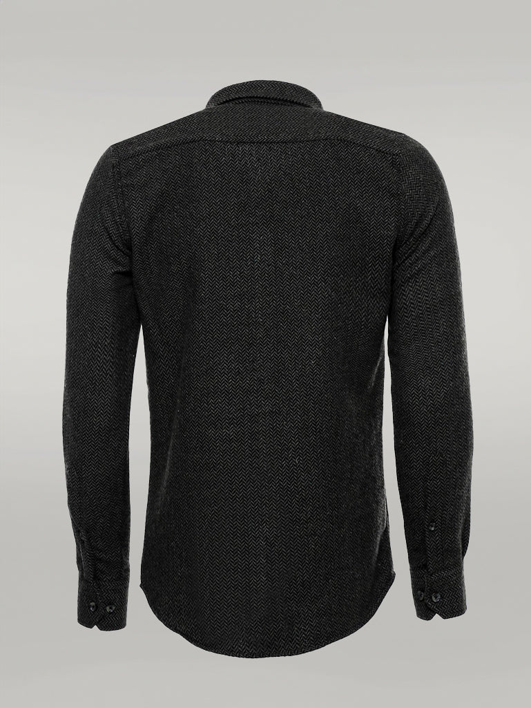 Herringbone Pattern Thick Dark Green Men Lumberjack Shirt -