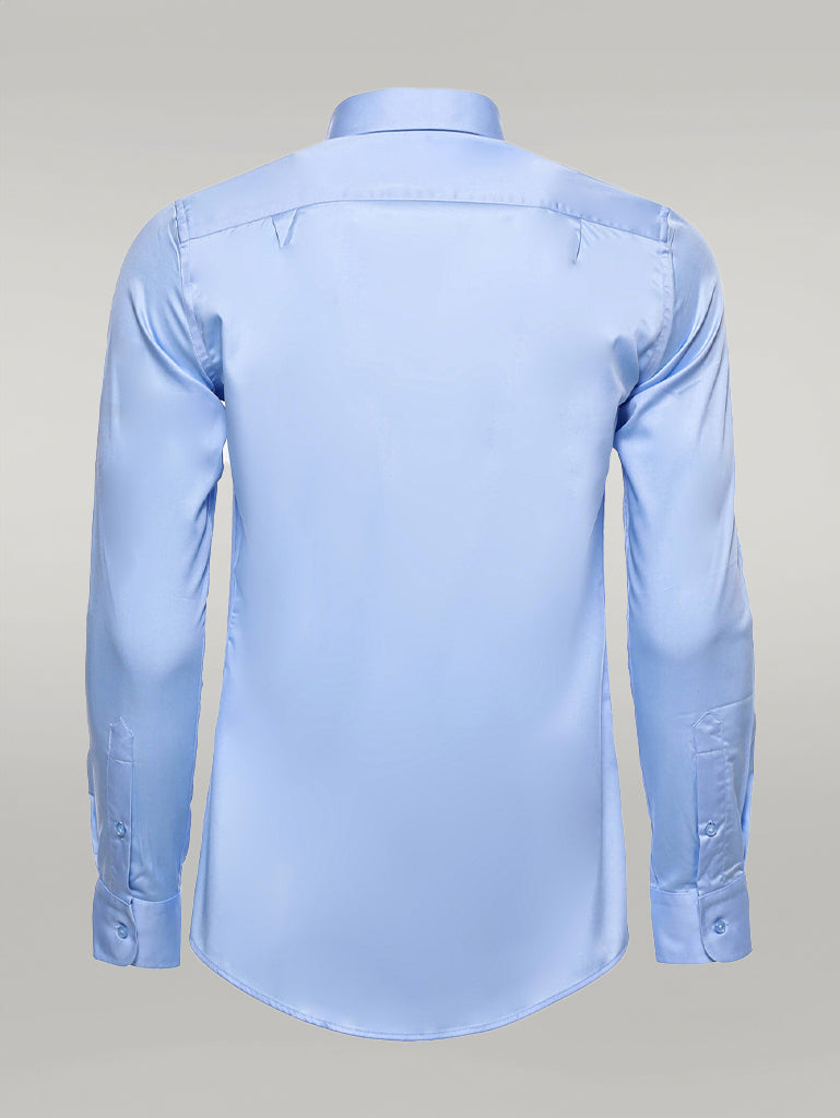 Cotton Satin Sky Blue Men Shirt -